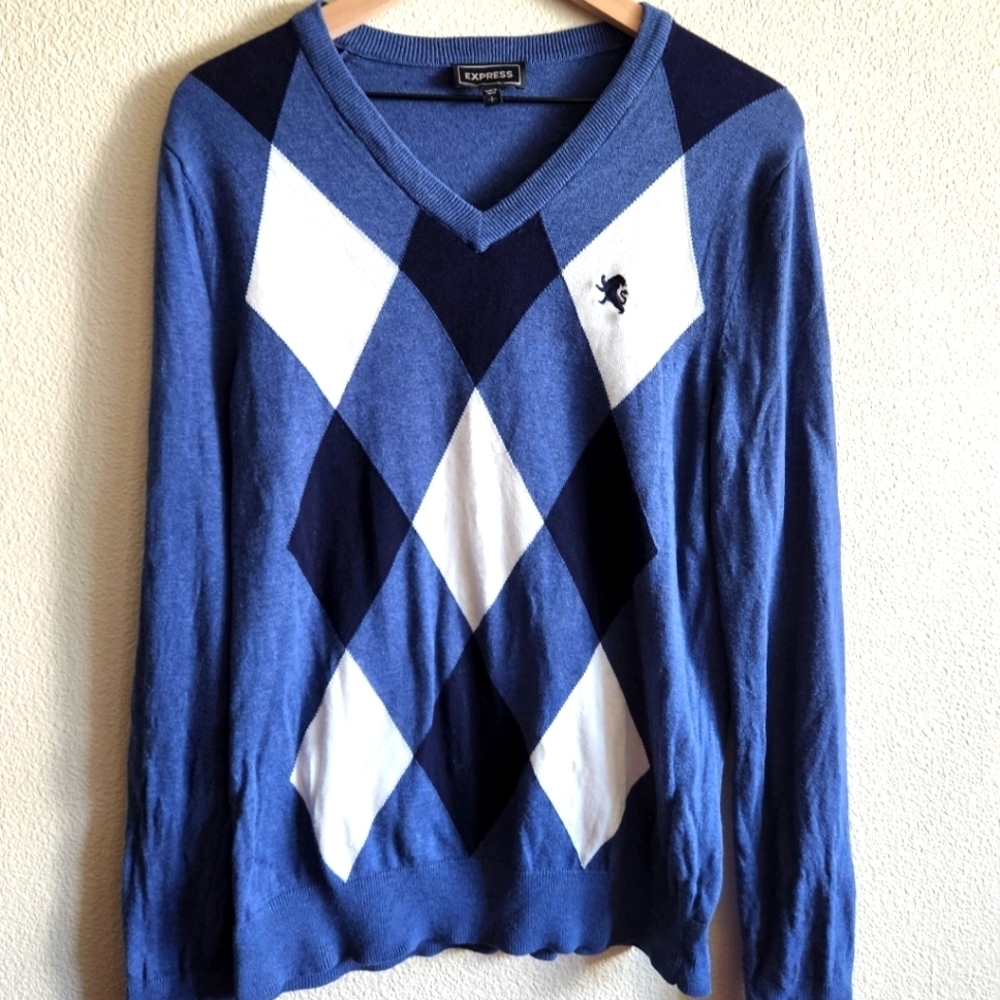 Express Men's Argyle V-neck Sweater